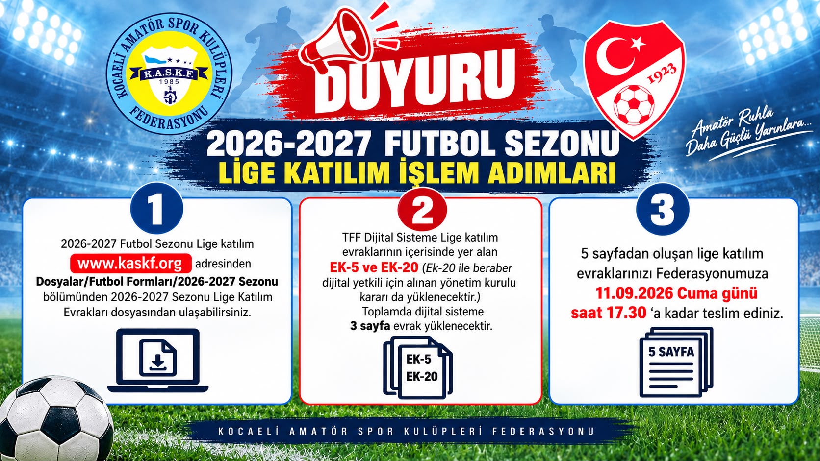 2026-2027  FUTBOL SEZONU LİGE KATILIM İŞLEM ADIMLAR